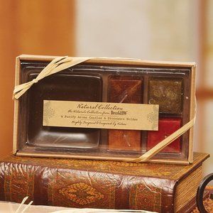 Gift Set of 4 Candles with Brown Ceramic Dish Purify Aroma NAT99301 New